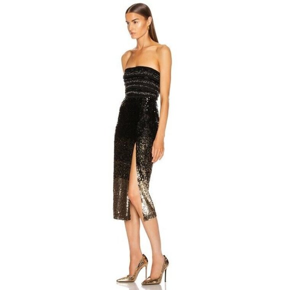 Rêve Riche Ilma Dress Black Gold Degrade Sequins - Picture 3 of 11